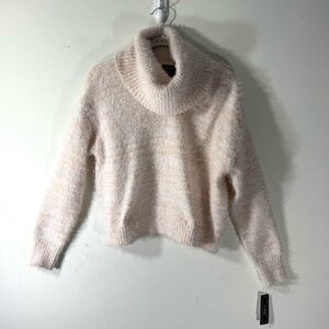 A. Byer Peach Eyelash Fringe Cowl Neck Sweater NWT